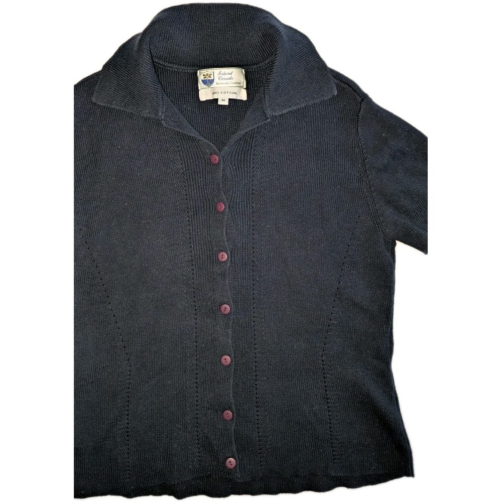 Island Casuals Bermuda Coastal Polo Sweater Shirt Button Down Cotton SZ Medium